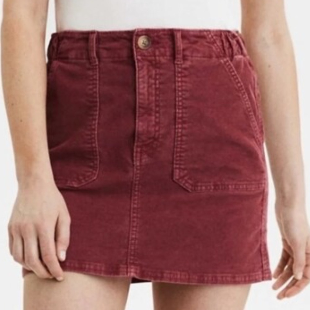 American Eagle Wmn 6 Dusty Pink Corduroy Super Stretch Hi-Rise Mini A-Line Skirt